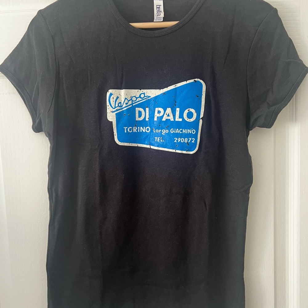 Vespa Branded Black Cap-Sleeved Tee